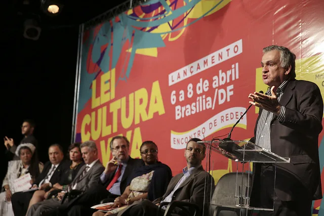 O ministro no lançamento da Lei Cultura Viva em Brasília, em abril de 2015. Foto: Janine Moraes